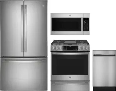 4 Piece Package Includes Refrigerator, Range, Microwave And Dishwasher